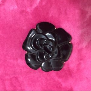 Vintage Black Rose Brooch Pin